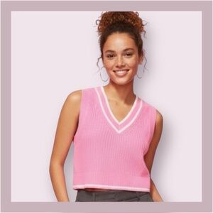 H&M Divided Pink Rib Knit Acrylic Sweater Vest